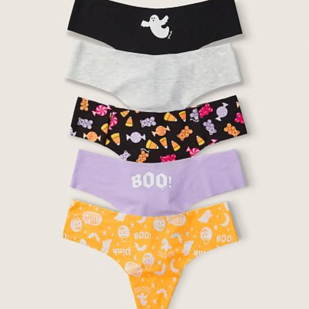 VS PINK 5-Pack No Show Thong Underwear